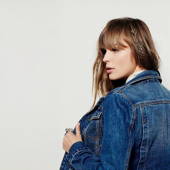 Free People Fitted Denim Jacket in Indigo - sz Small - Picture 5 of 7